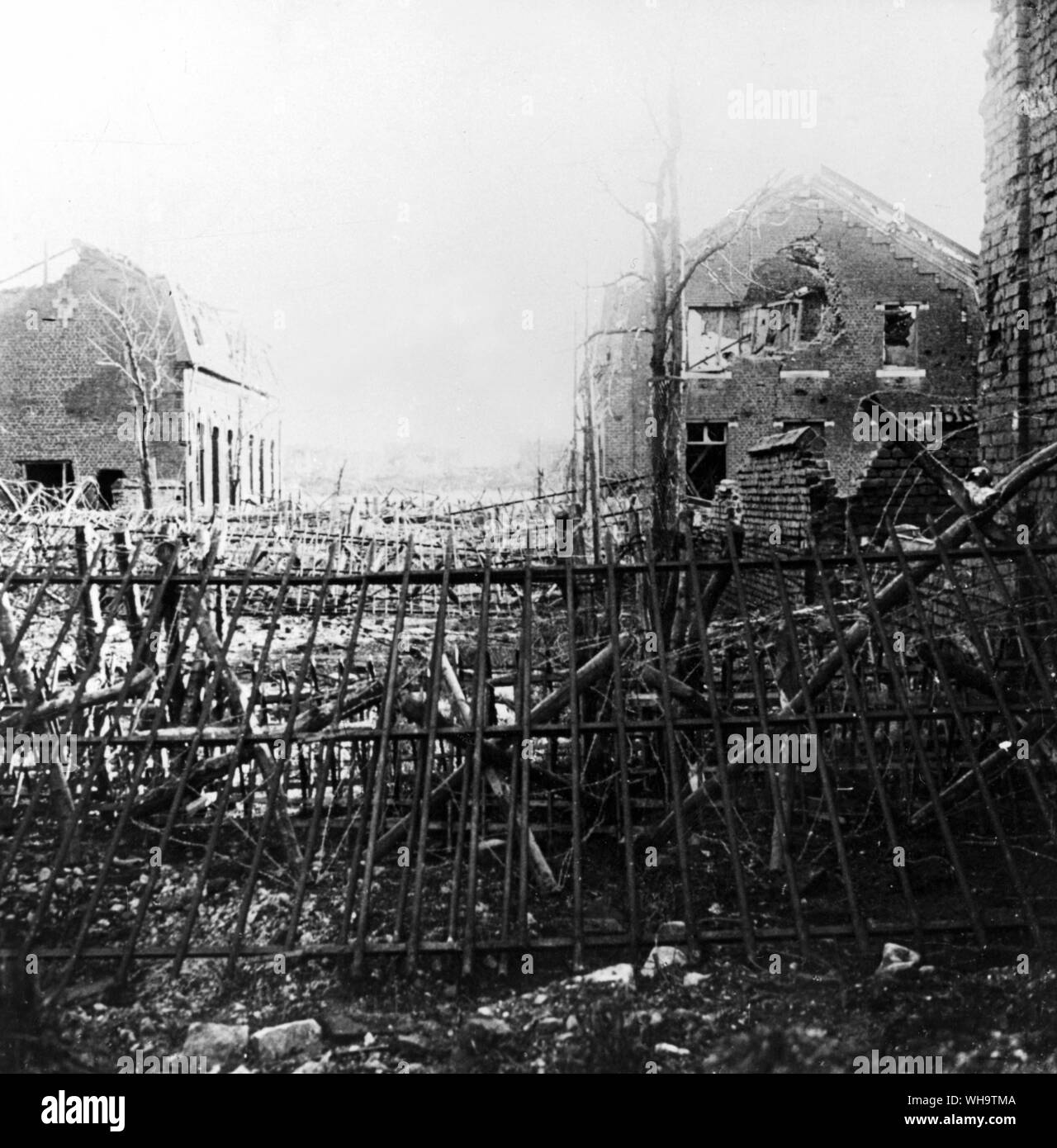 WW1/Frankreich: barrikade am Objektiv. Stockfoto
