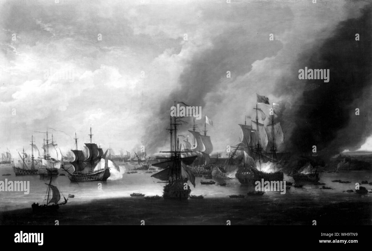 Schlacht von La Hague, 19-24 Mai 1692. Öl, das durch Van Diest. Stockfoto