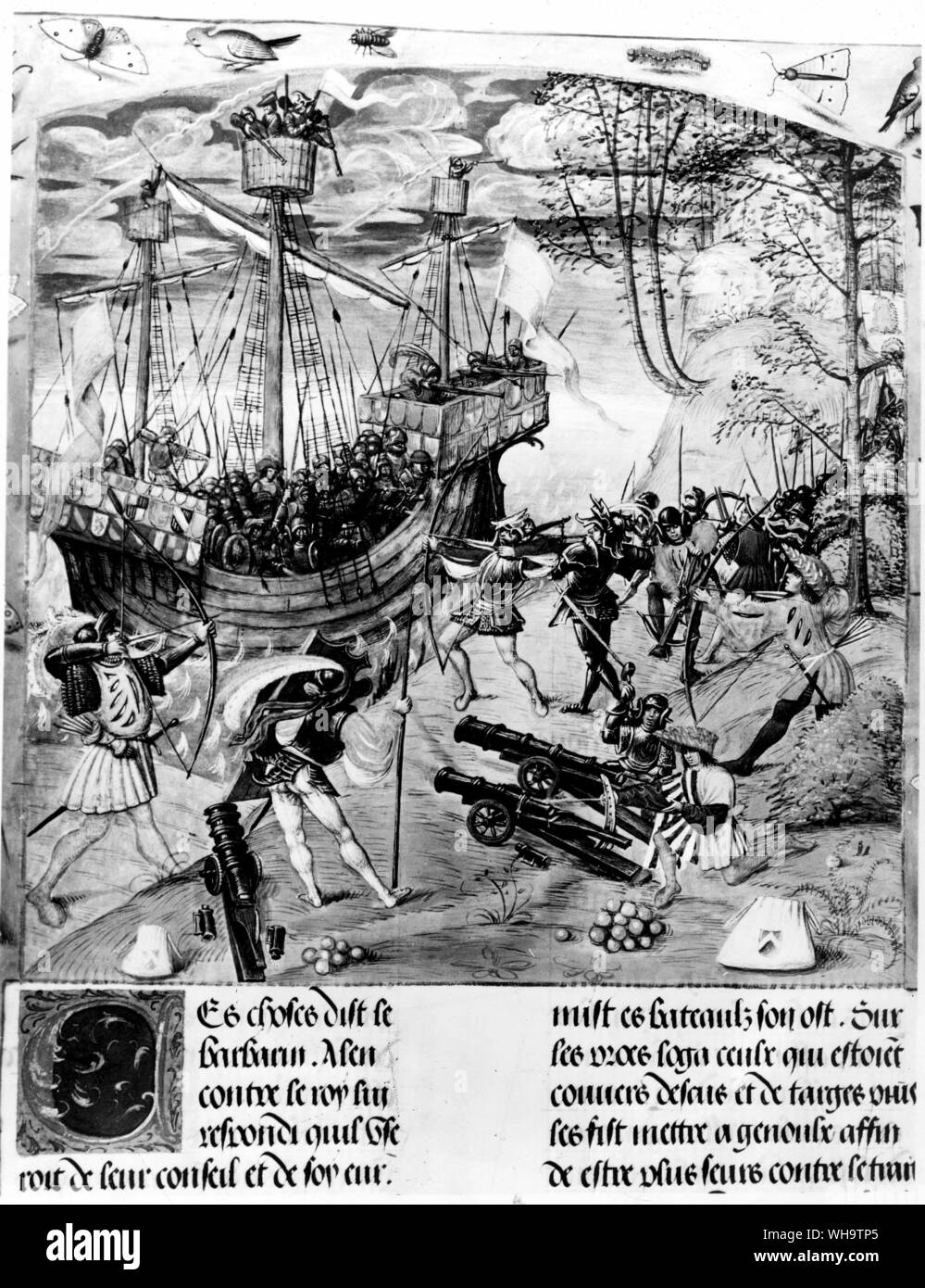 Seeschlacht, Anfang des 16. Jahrhunderts. Stockfoto