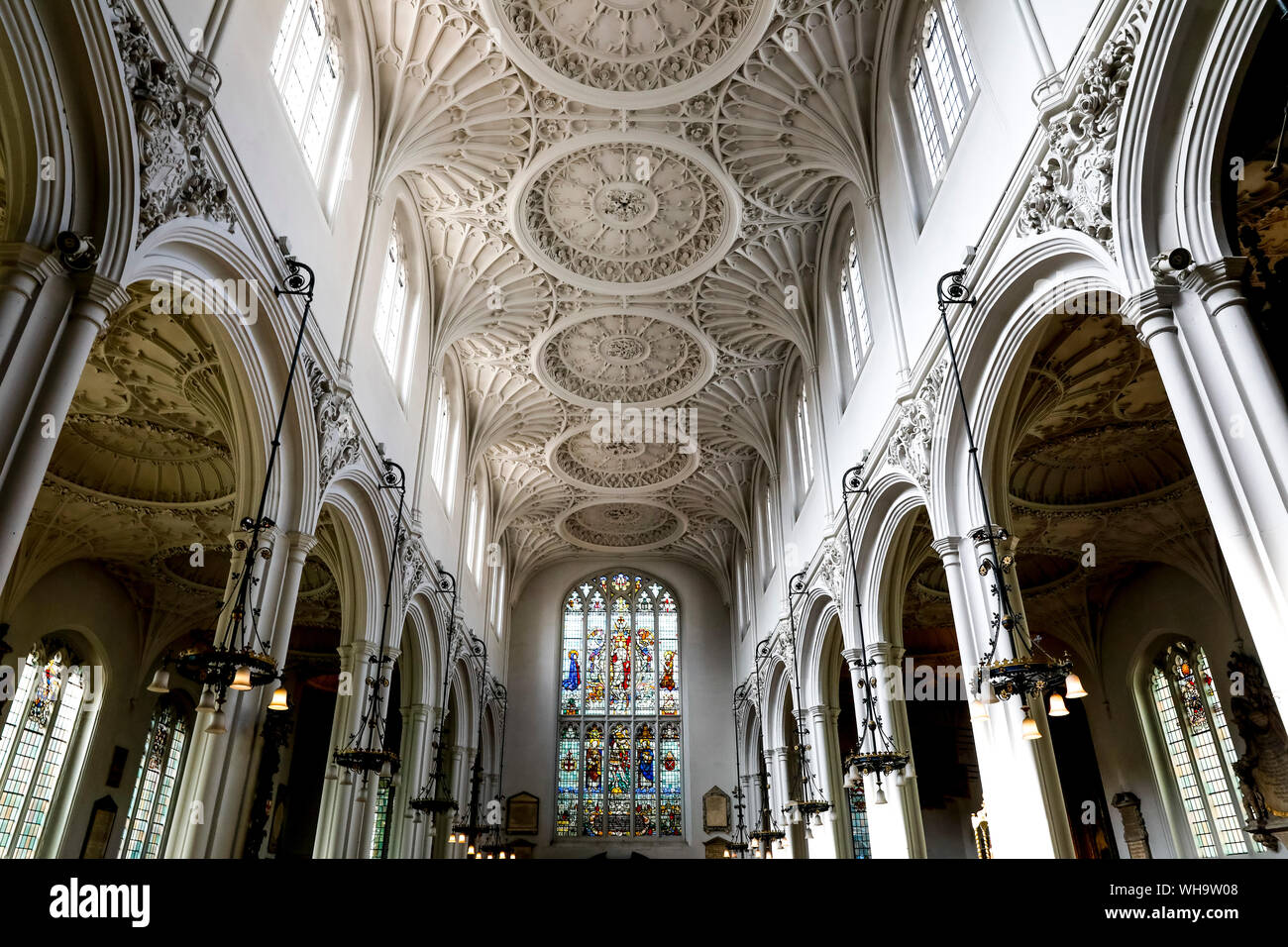Die Gilde Kirche St. Mary Aldermary, City of London, London, England, Vereinigtes Königreich, Europa Stockfoto