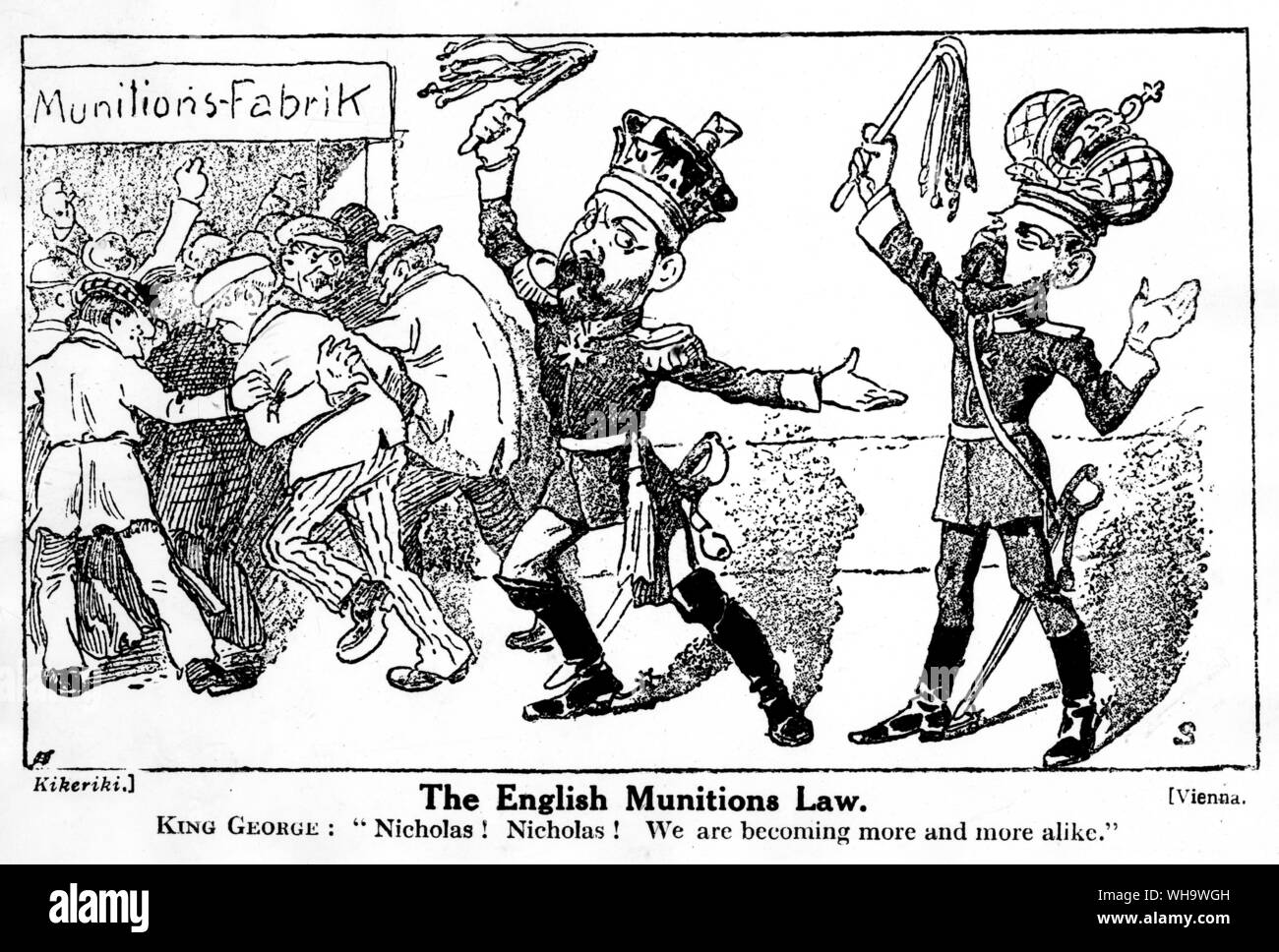 WW1/Österreichischen Poster. "Die Englische Munition Recht". König George IV: "Nicholas! Nicholas! Wir werden mehr und mehr gleich. Stockfoto