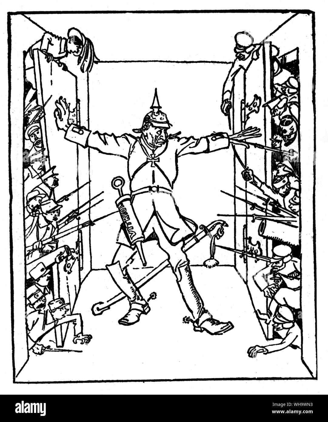 WW1/von Le steigen - Paris. Der Kaiser: "Meine Arme werden nie lange genug." Kaiser Wilhelm. 1915 Stockfoto