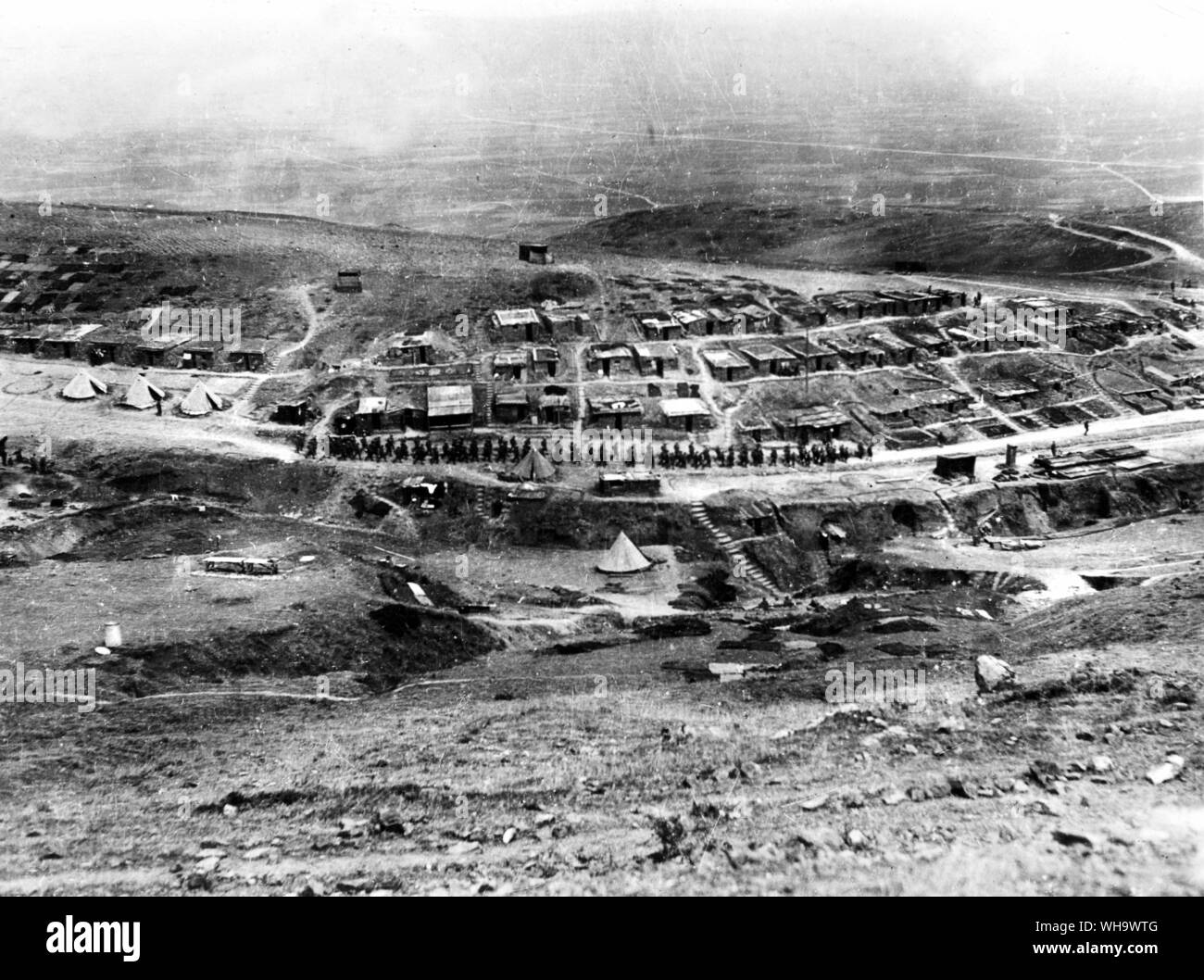 WW1/dem Balkan (?). (Bildunterschrift: "rhondda Valley, Saloniki Tal) Stockfoto