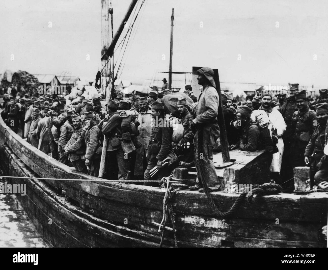 WW1: Serben Landung in Saloniki, April 1916. Stockfoto