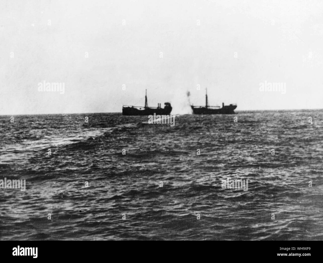WW1: Versenkung der britischen Dampfer. Stockfoto