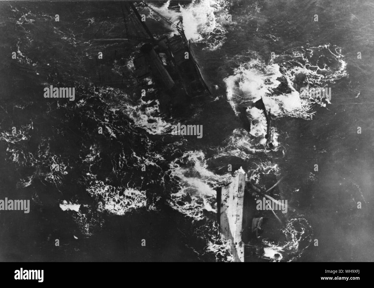 WW1: Dieses Schiff getroffen eine Mine... Stockfoto