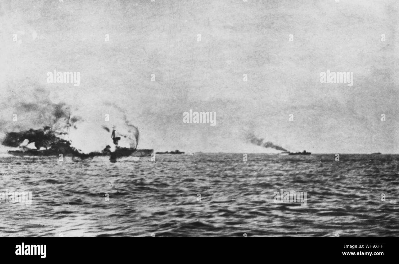 WW1: Zerstörung der Unbesiegbaren, 6.34 Uhr am 31. Mai 1916. Stockfoto