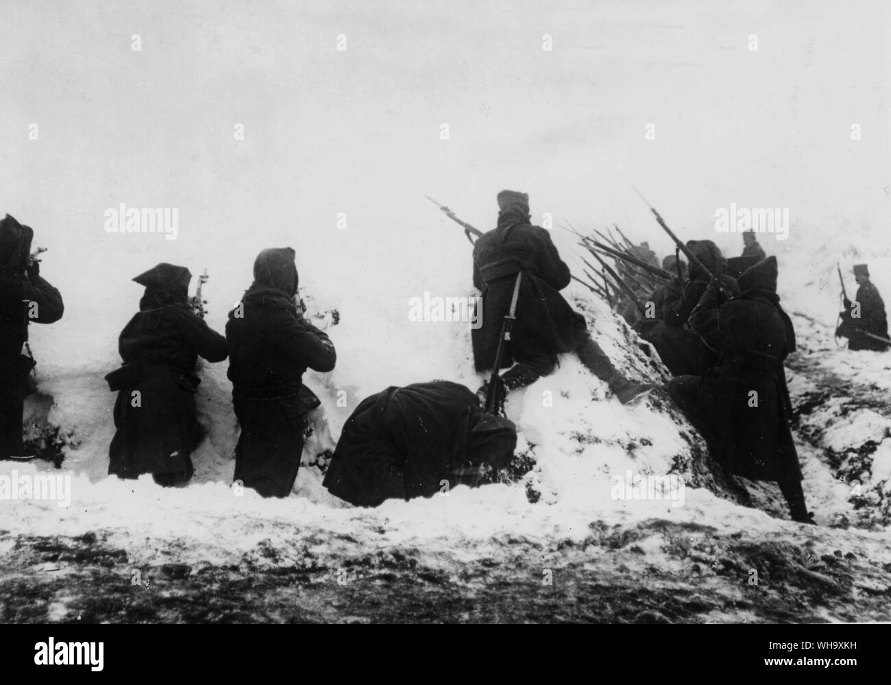 WW1: Rückzugsgefecht in Albanien. Stockfoto
