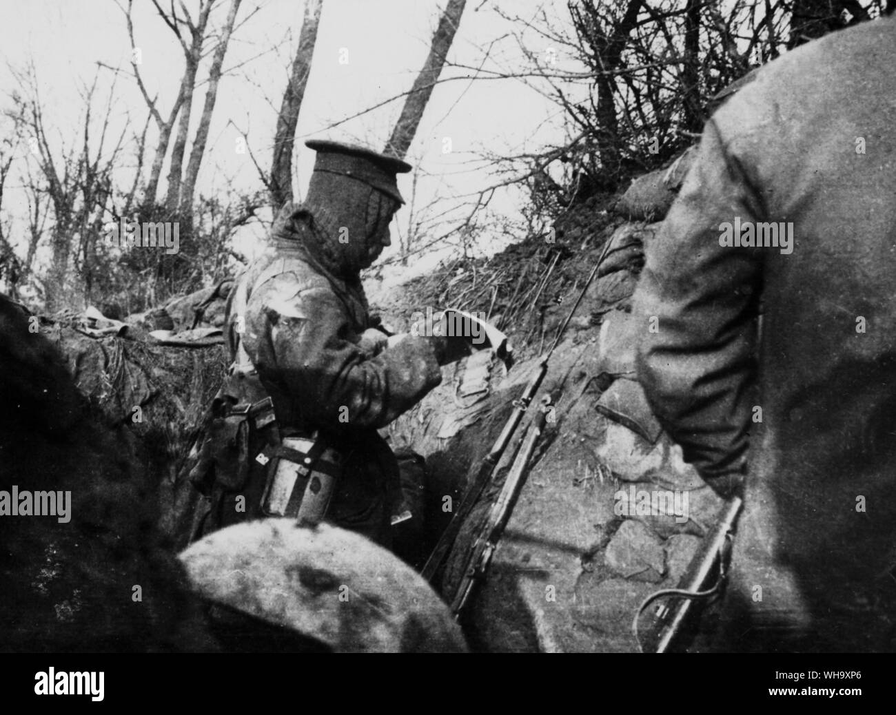 Ww1: 1 Royal Scots Fusiliers in Front Gräben, Kenmiel, 31.01.1915. 9. Brigade, 3. Division. Stockfoto