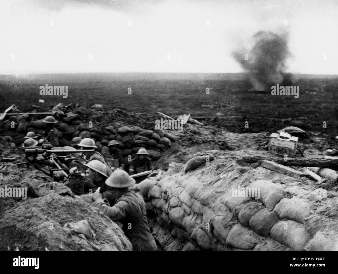 WW1: Britische Truppen in den Gräben. Stockfoto