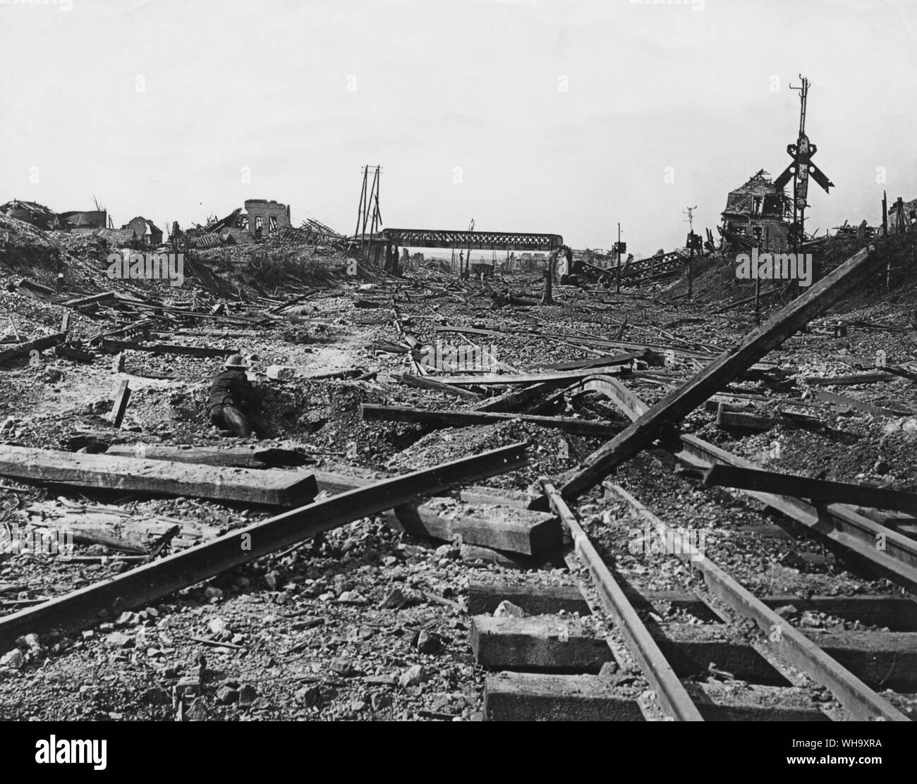 WW1: Die Schlacht an der Somme. Der Bahnhof bei Albert sah aus wie das von 1918. Albert war der Ausgangspunkt für die britischen Truppen in der Somme Schlacht. Stockfoto