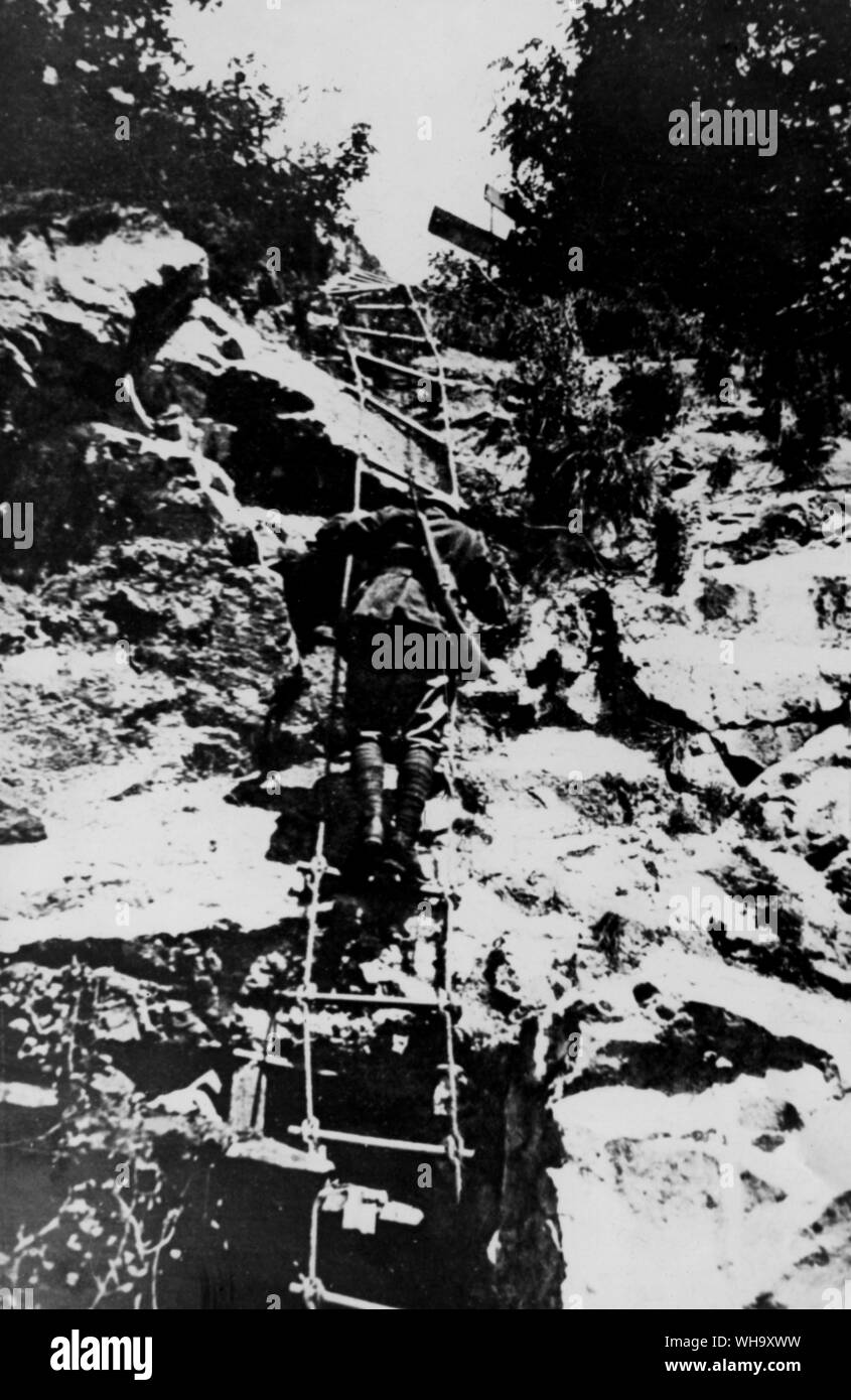 WW1: Alliierte Truppen, evtl. Italienisch. Val d'Adige. Vedetta sul Coni Zugna. Stockfoto