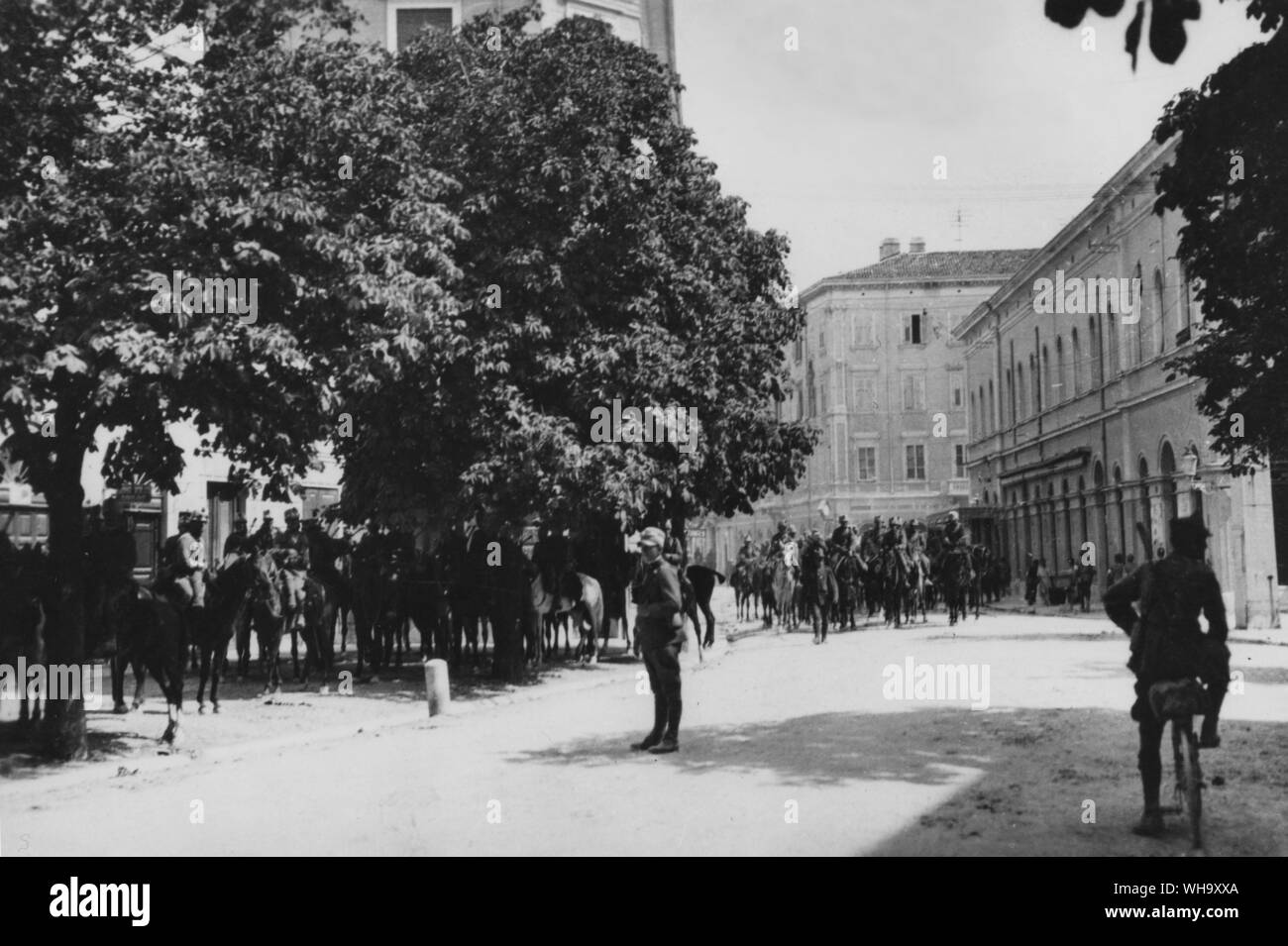 WW1: Italienisch Kavallerie in Gorizia. Isonzo Tal. Stockfoto