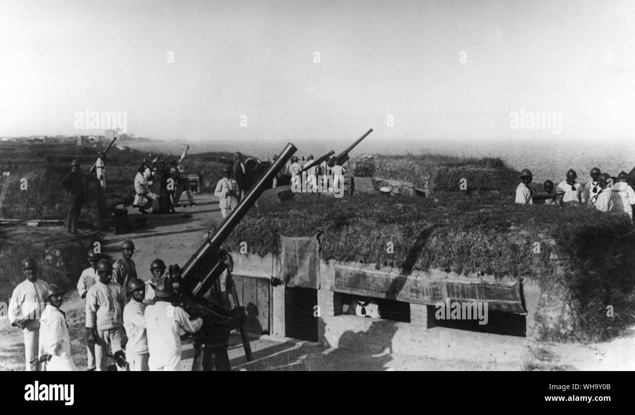 WW1: Artillerie, evtl. Italienisch. Raggruppamento Artigliera. Marina - Difesa Costiero. Stockfoto