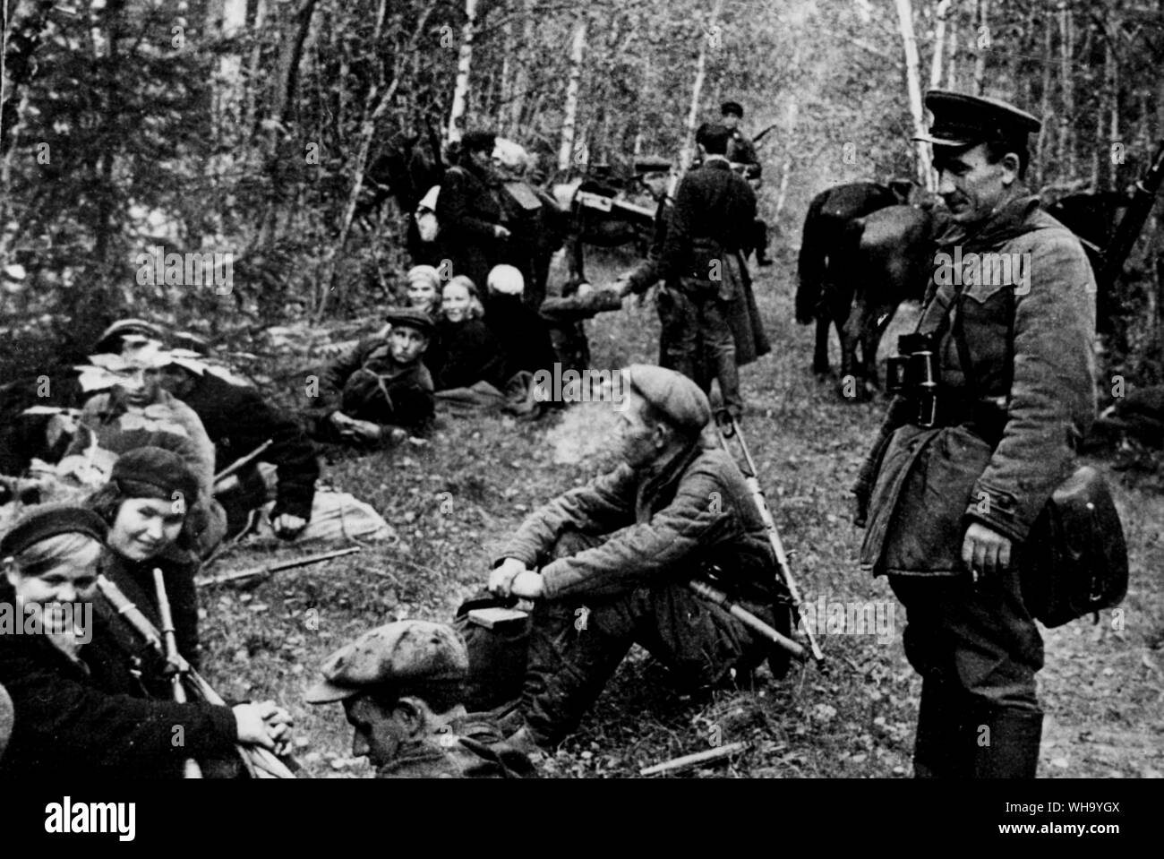 WW2: russische Partisanen während des Zweiten Weltkrieges. Stockfoto