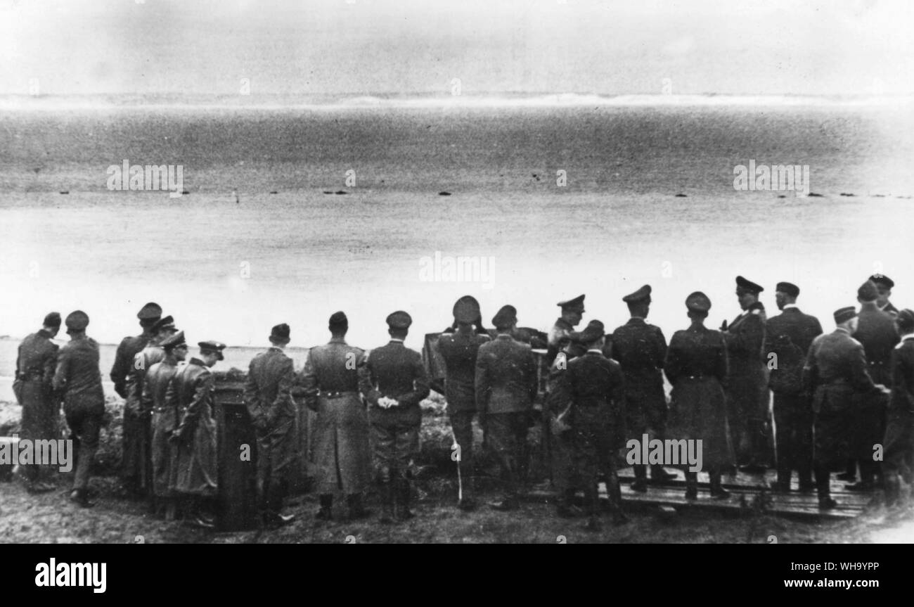 WW2: Hermann Göring und die Mitarbeiter an der französischen Kanalküste, 1. Juli 1940. Stockfoto