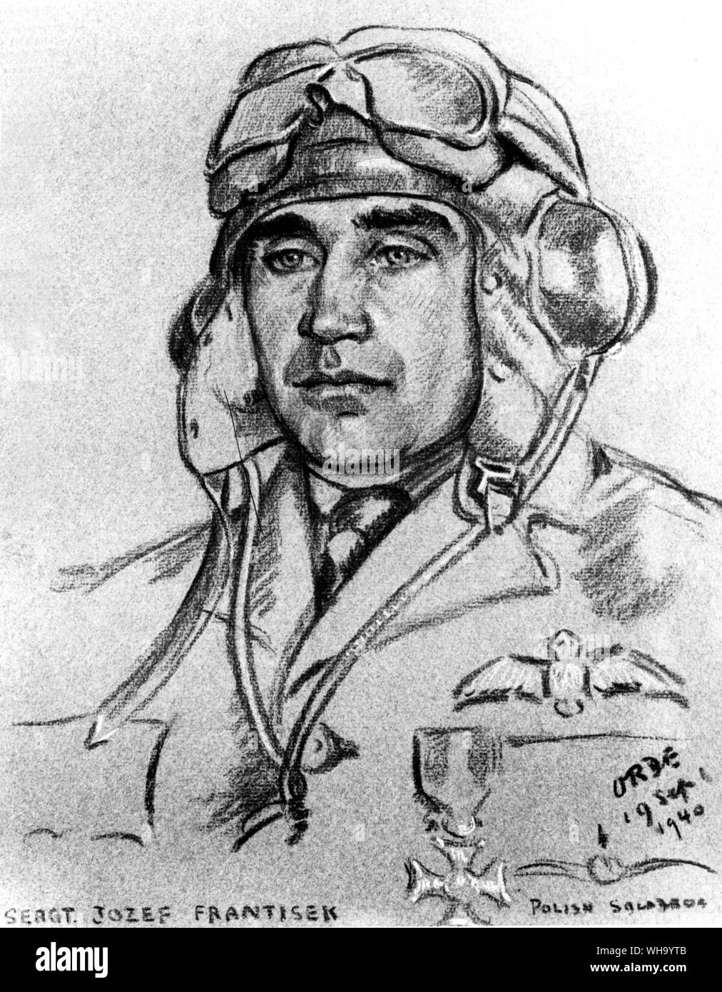 WW2: Feldwebel Jozef Frantisek. Polnische Squadron. Fighter Pilot. Stockfoto