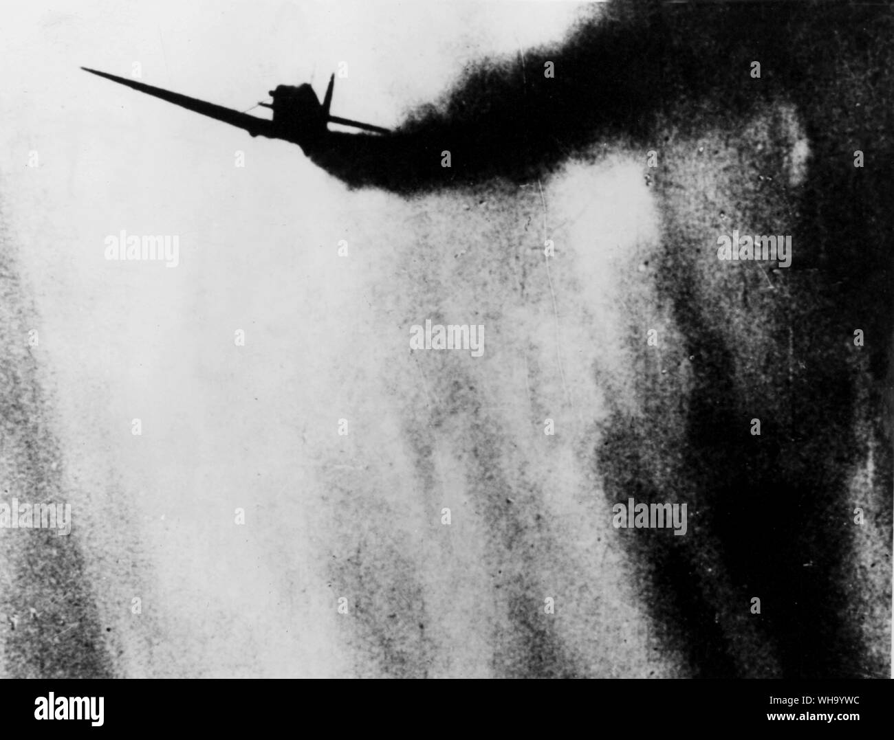 WW2: die Schlacht um England. Eine Spirale Spitfire. Britischen Kampfflugzeugs. Stockfoto