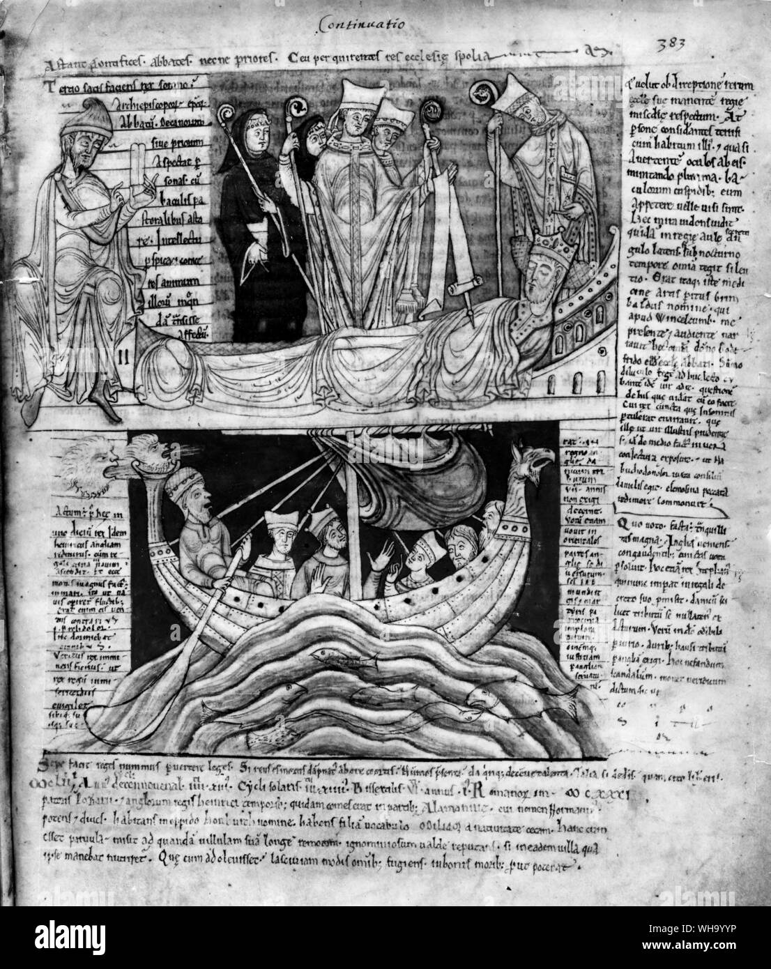 Die Alpträume von Heinrich I Aus der Chronik von Johannes von Worcester, 1130-40. Die drei Zustände des Feudalismus sich gegen ihn. Stockfoto