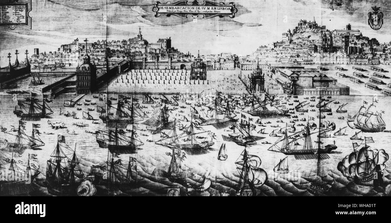 Vista de Lissabon Antigos. Lissabon, Portugal im 16. Jahrhundert. Stockfoto