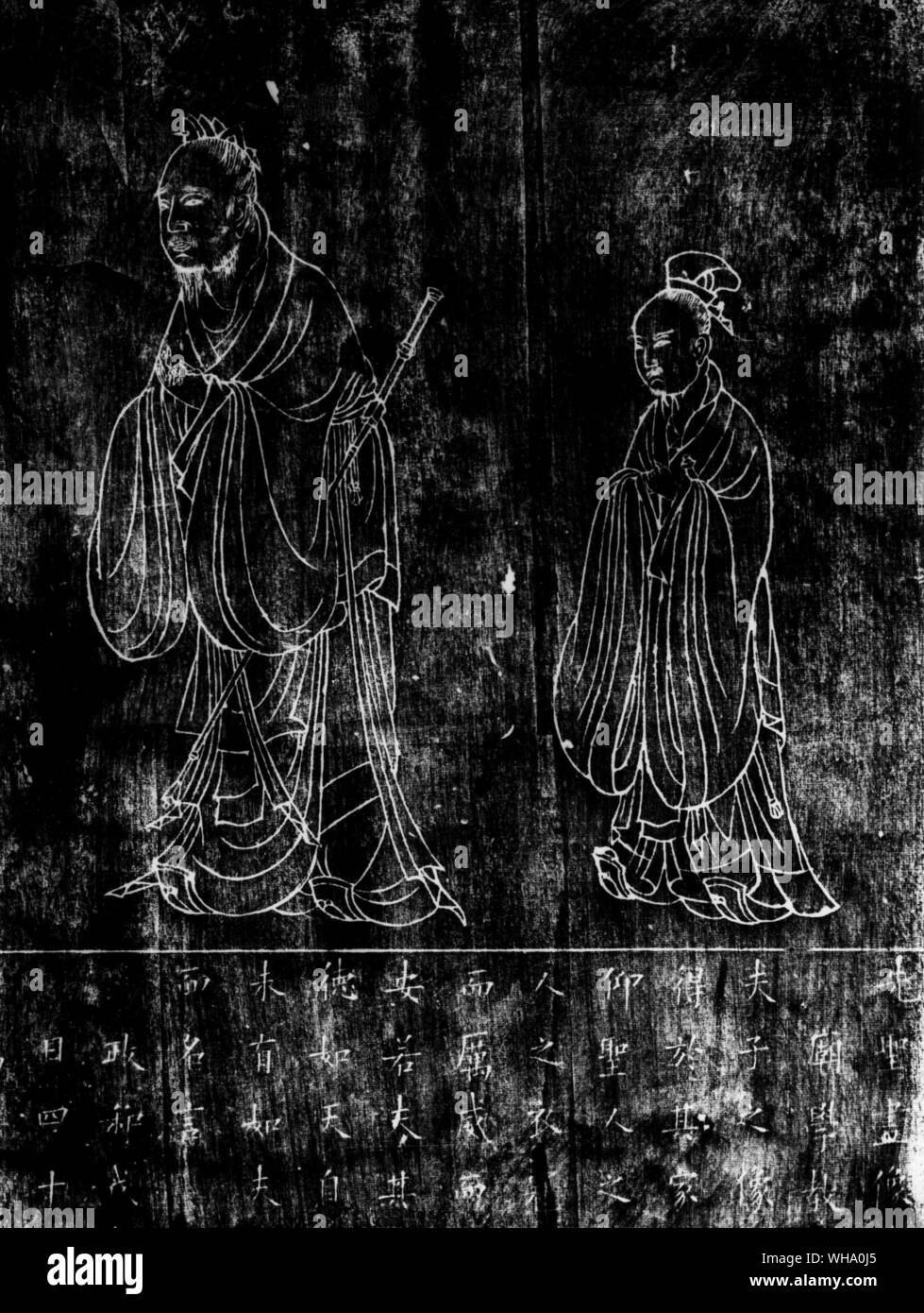 Konfuzius - ein aus dem 13. Jahrhundert strone reiben. Stockfoto