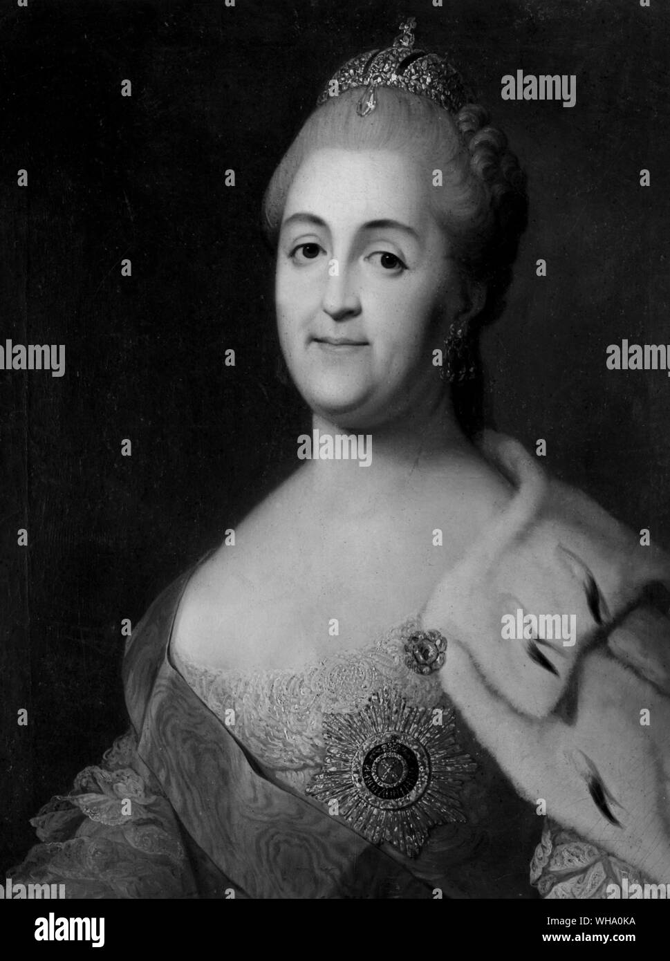 Porträt von Kaiserin Katharina die Große, geboren 1729. Sie regierte von 1762-1796. Durch die Dancih Hofmaler, viglius Erichsen (1722-1782). Stockfoto