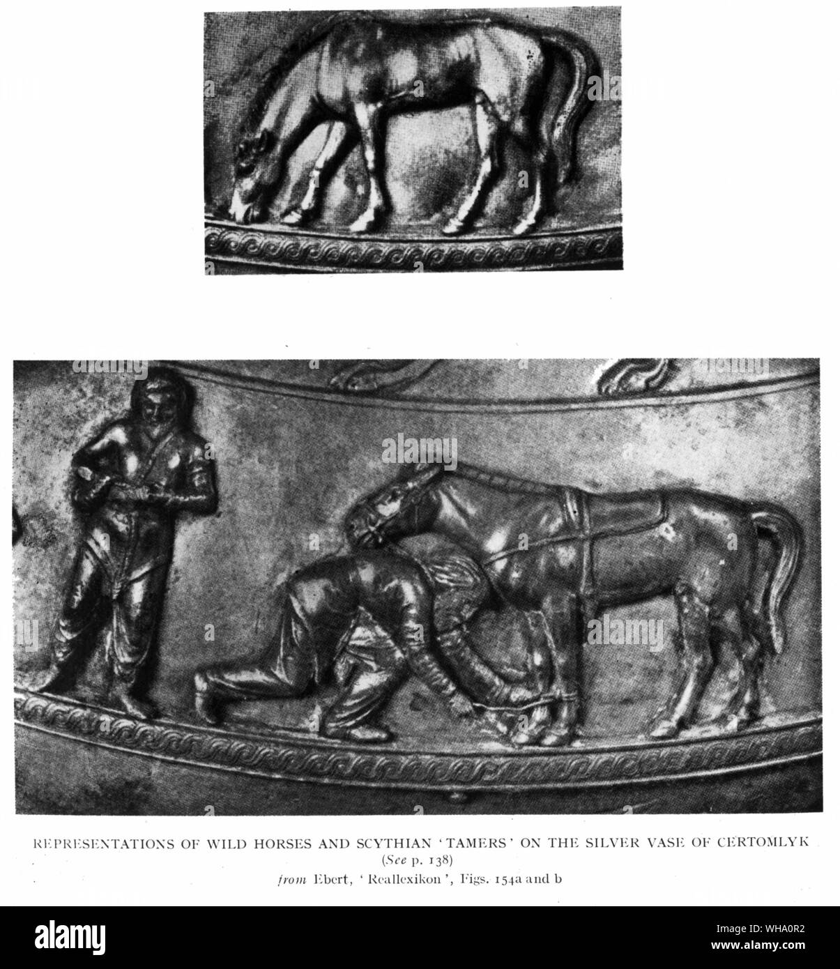 Skythische Pferd - dompteure und wilde Pferde aus Certomlyk, Ukraine, 4. vorchristlichen Jahrhundert. Stockfoto