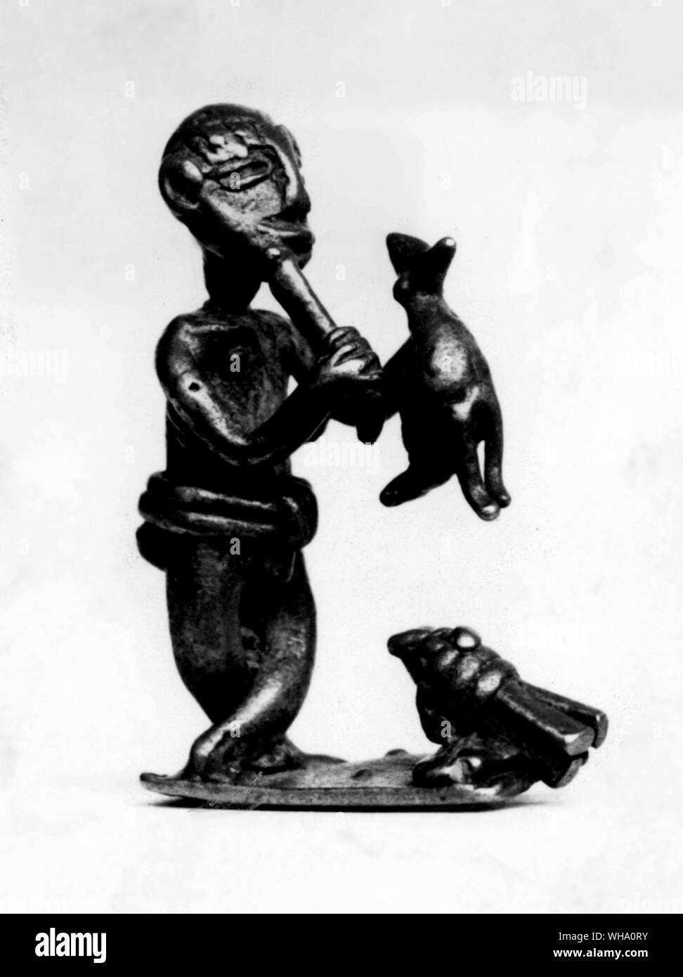 Ashanti Gold Gewicht eines Menschen rauchen. Stockfoto