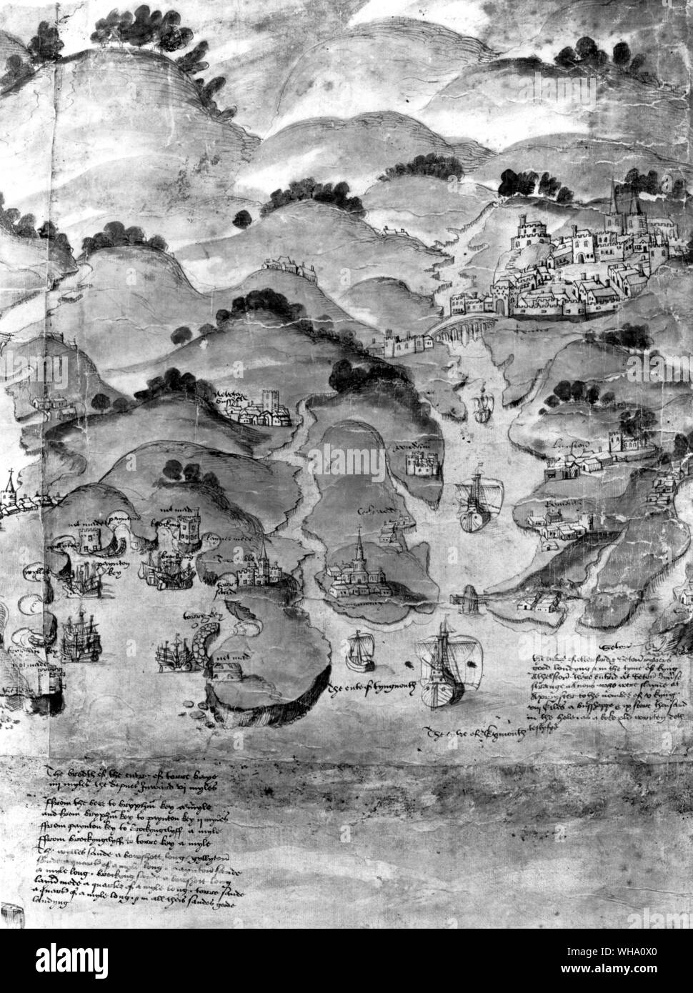 Die wohlhabende Hafen von Plymouth im 16. Jahrhundert Stockfoto