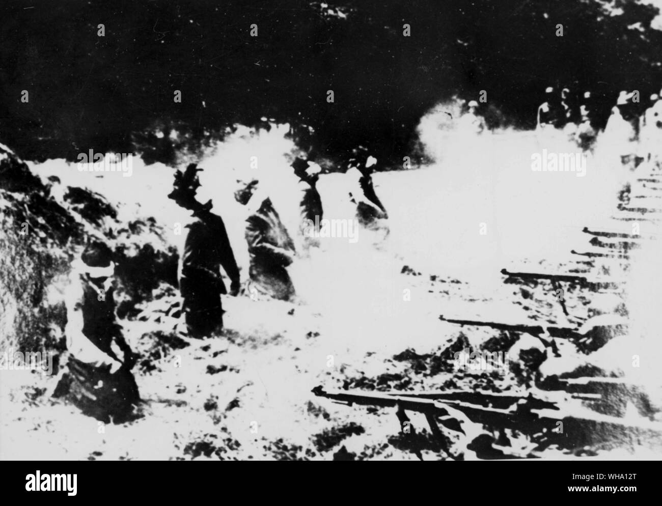 WW2: Die deutschen Gefangenen zu schießen. Stockfoto