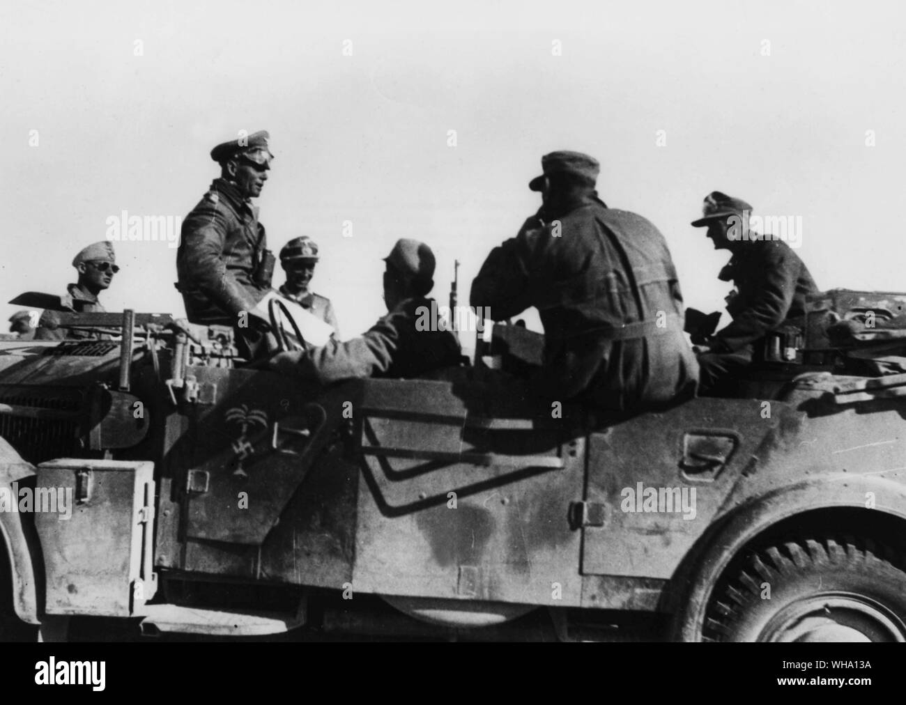 WW2: Deutsche Soldaten in der Wüste. Stockfoto