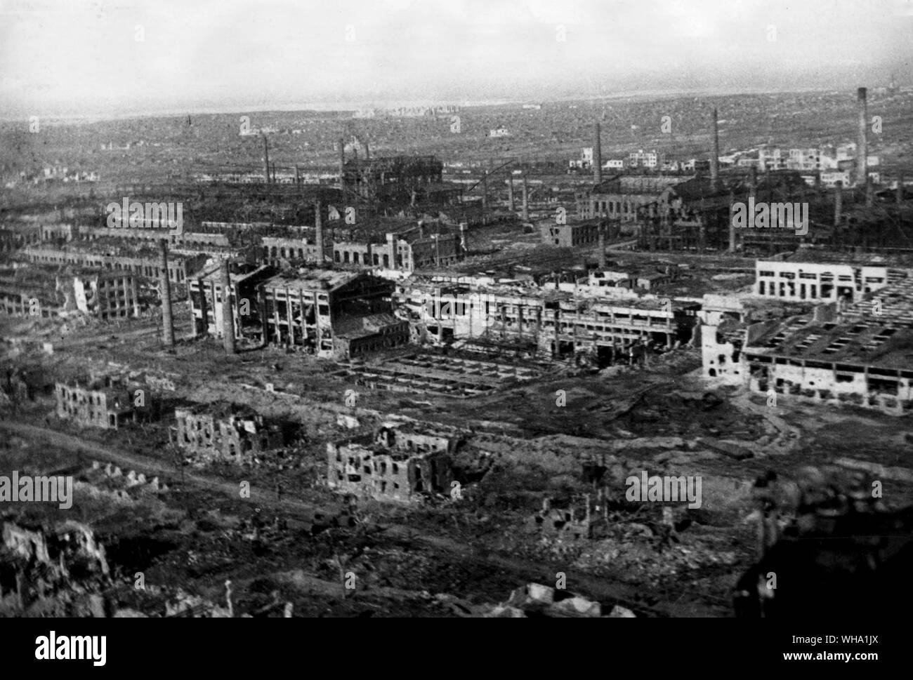 WW2: Russland/der Große Vaterländische Krieg, 1941-45. Stalingrad. Blick auf die Fabrik Bezirk aus der Luft. 1943. Stockfoto