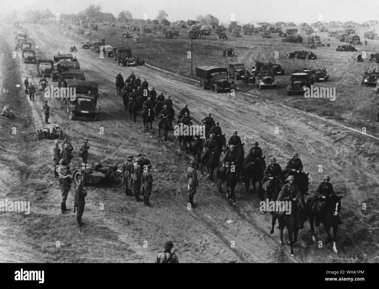 WW2: Die Deutschen gehen nach vorne in Polen zu Beginn des Zweiten Weltkriegs. 1939 Stockfoto