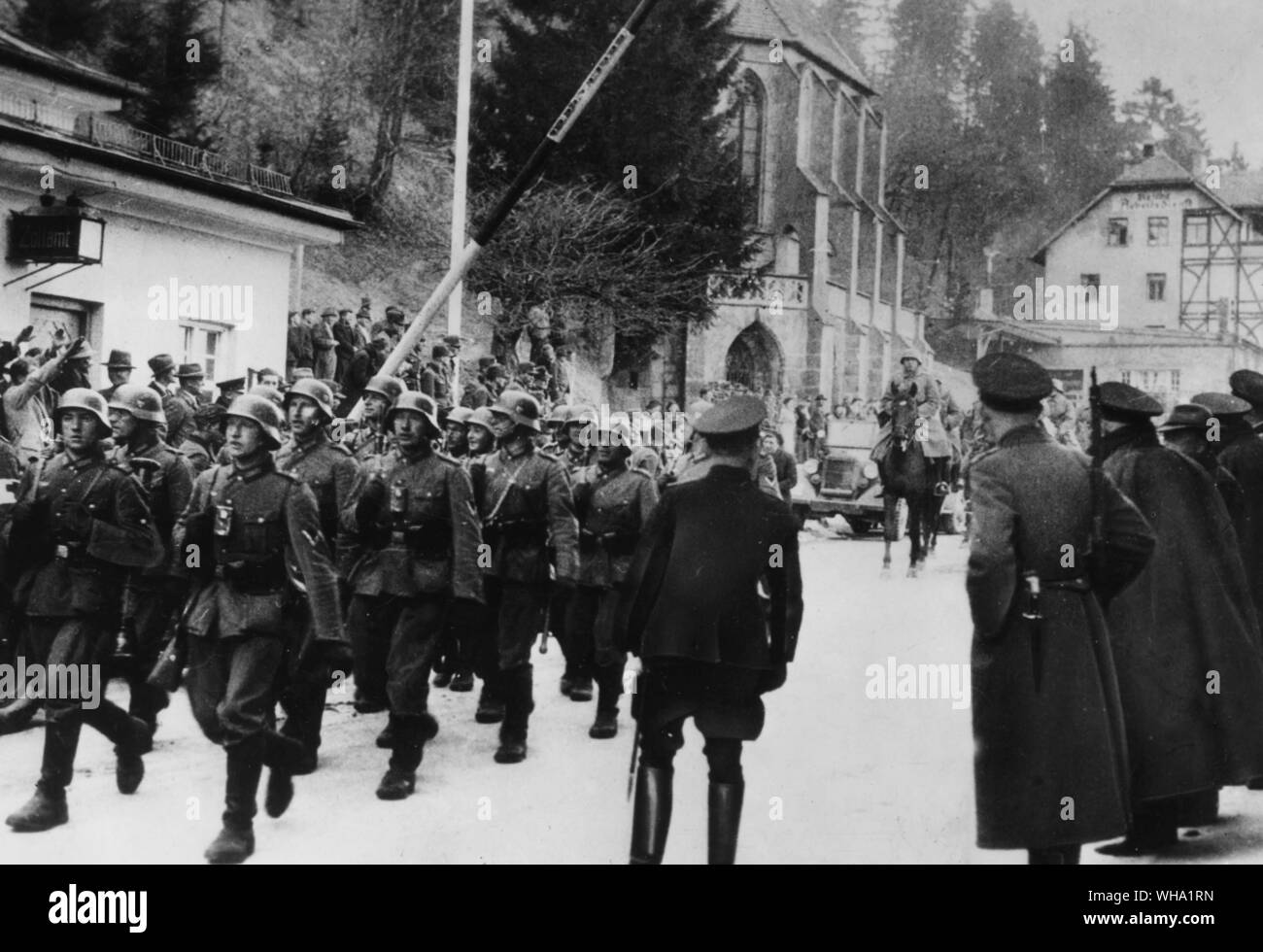 Übrigens: Die deutsche Armee marschiert in Österreich während Anschluss, März 1938. Stockfoto