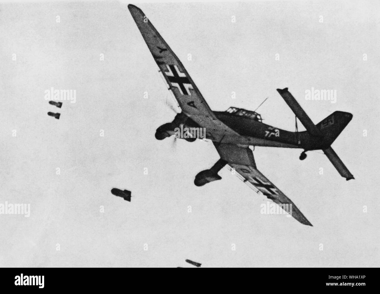 WW2: Junkers Ju 87 Stuka in Aktion. Jagdflugzeug der Luftwaffe. Stockfoto