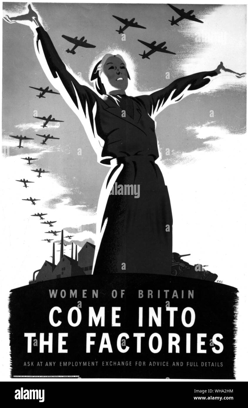 WW2: Ministerium für Arbeit & National Service Poster Recruiting Fabrikarbeiterinnen. Stockfoto