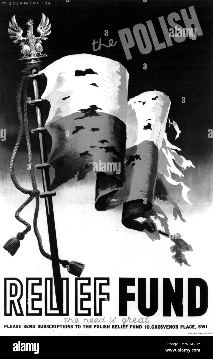 WW2: Polnische Relief Fund Poster. Stockfoto