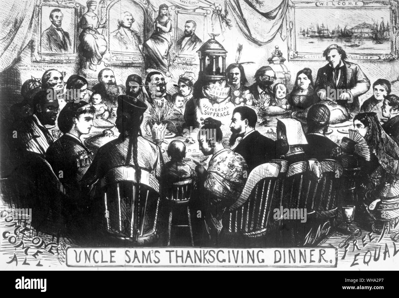 Von Uncle Sam Thanksgiving Dinner. Stockfoto