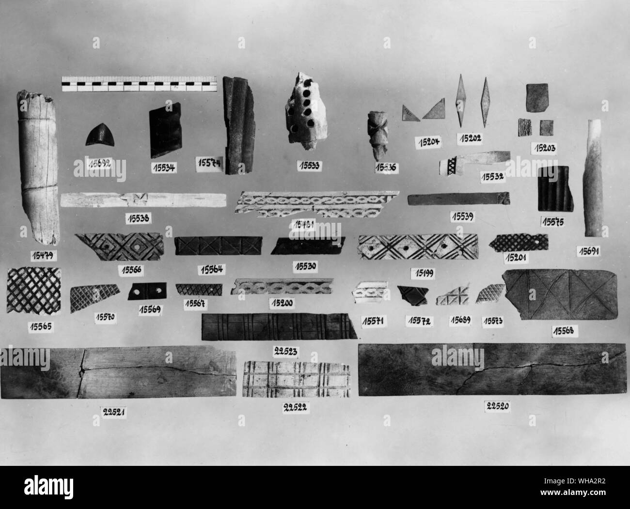 Das alte Ägypten: Stücke verschiedener Artefakte. Stockfoto