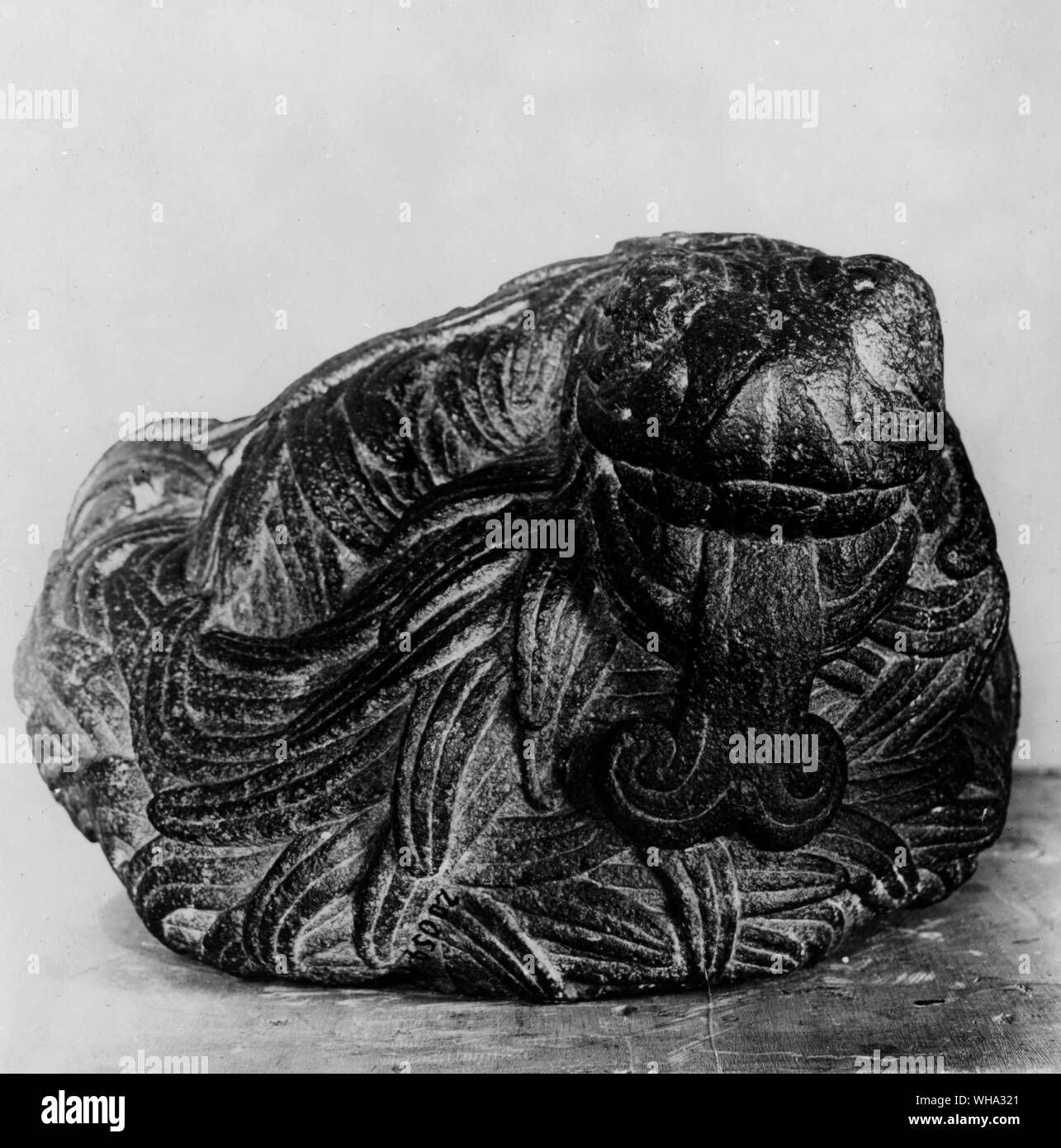 Azrec porphry Statue von Quetzacoatl in Form eines gefiederten Schlange mit einem menschlichen Kopf. Stockfoto