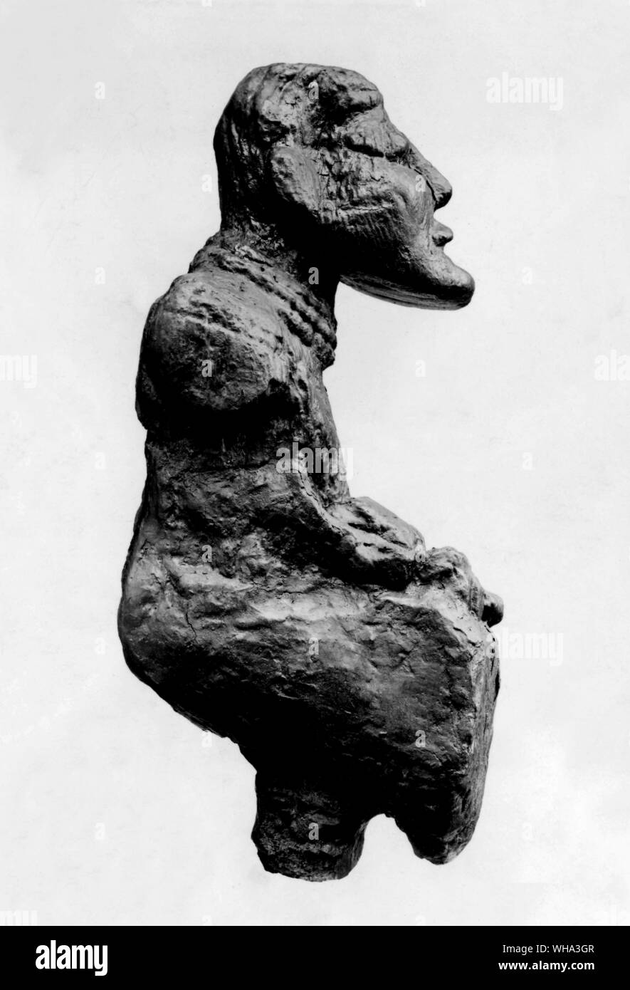 Der frühe Mensch: Skulptur. Idol von unfreundlich Eskildstrup, Dänemark. Stockfoto