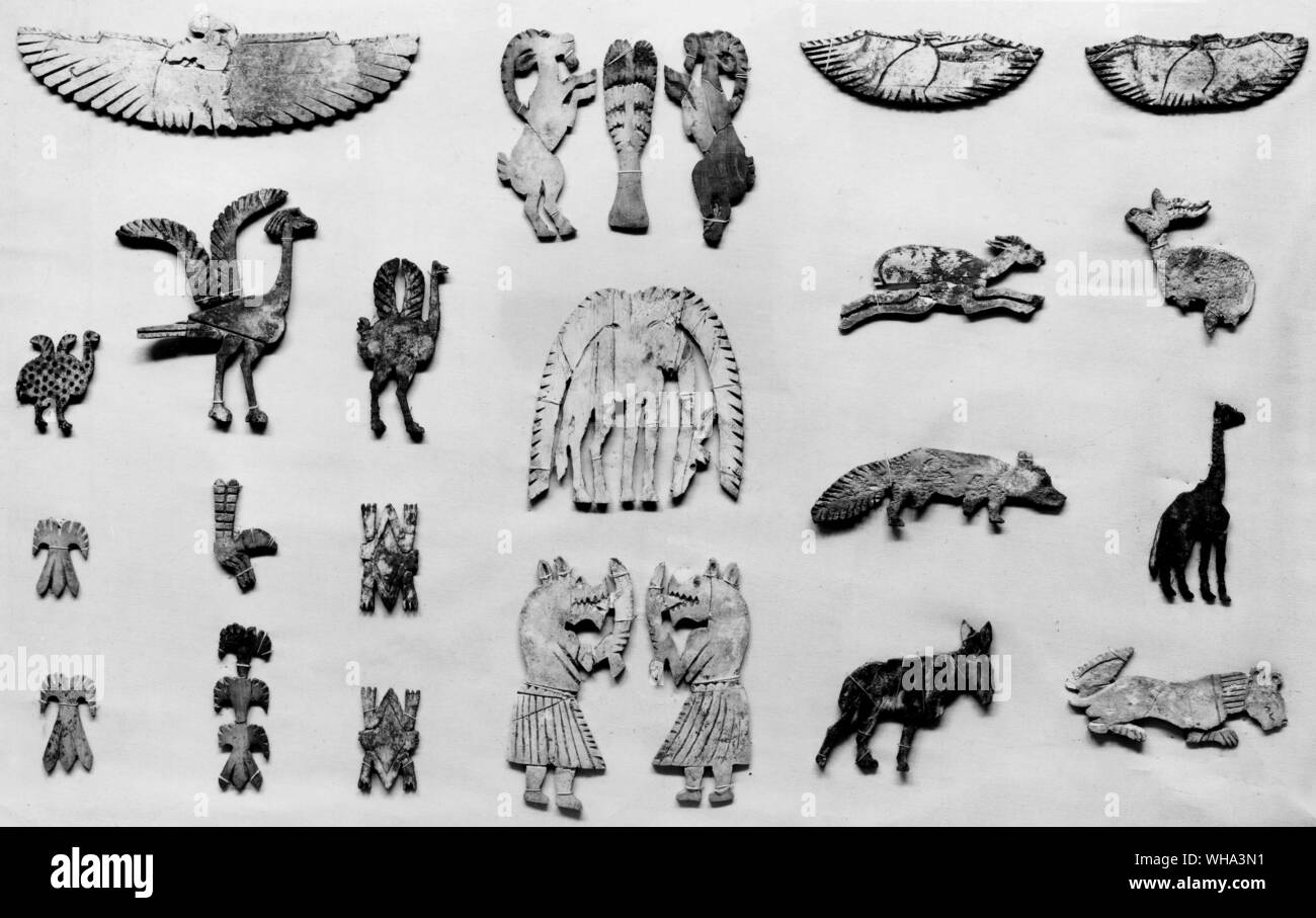 Das alte Ägypten: Knochen und Elfenbein inlays von Kerma. Reich der Mitte. Stockfoto