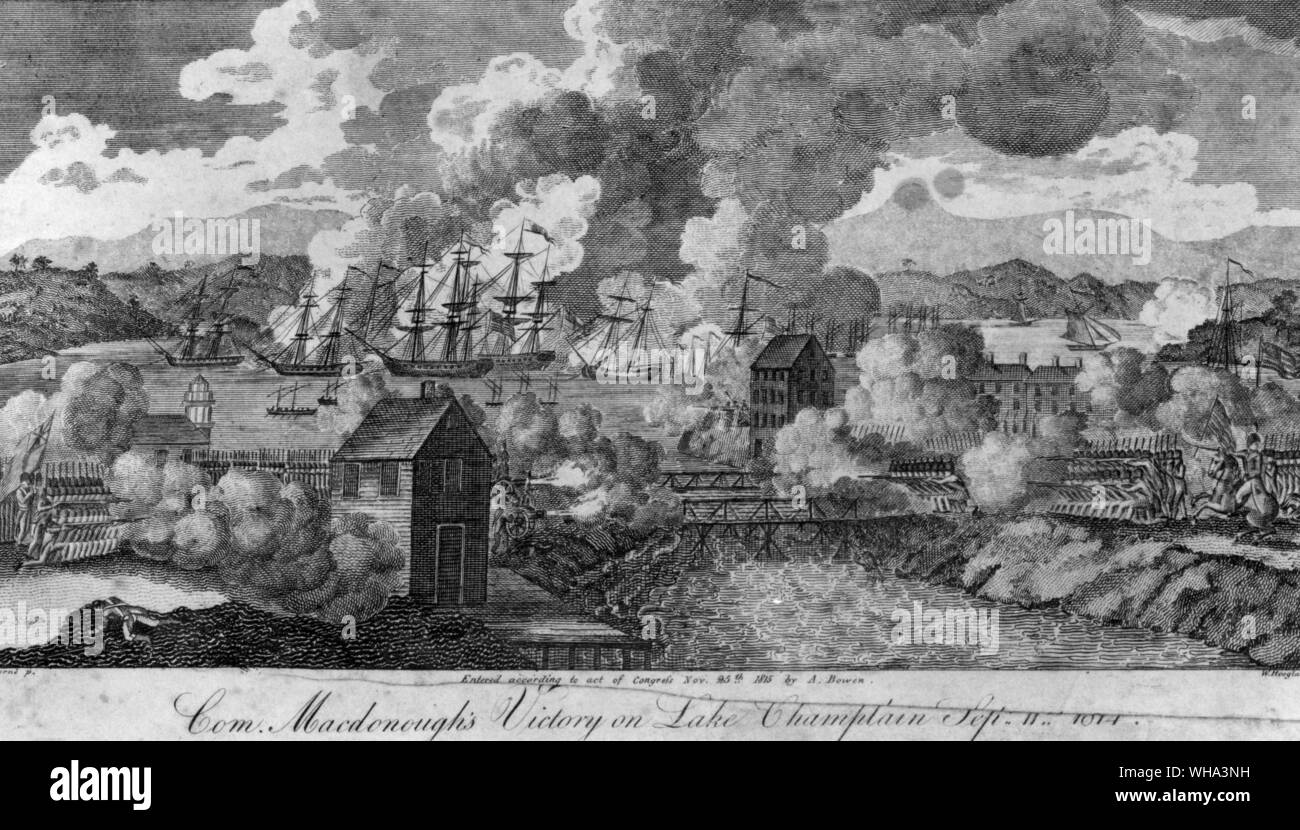Der Sieg von Tom Macdonough auf Lake Champlain, Sept. 11 1814. Stockfoto