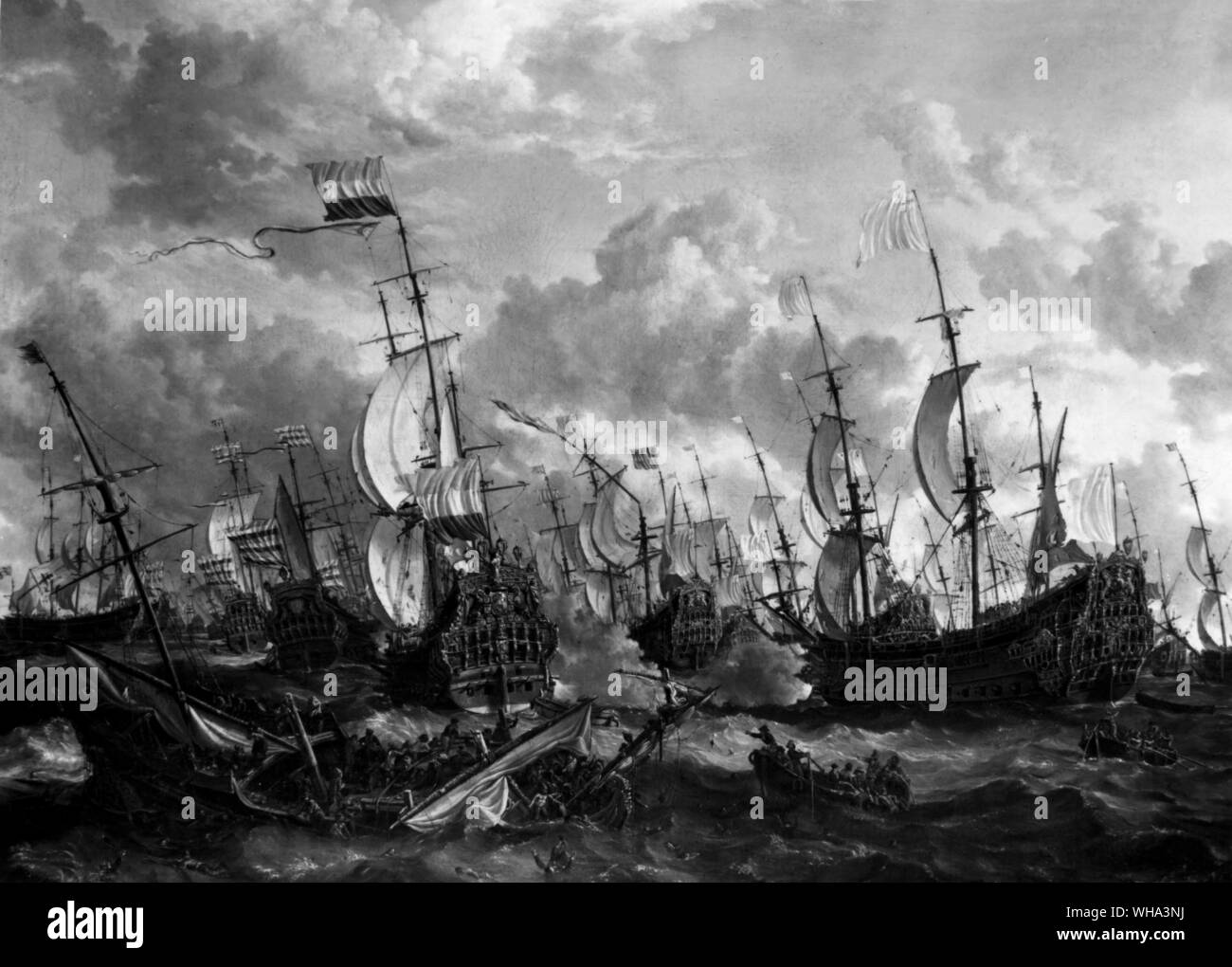 Vier Tage Kampf von Storck. 1666. Schiffe aus dem 17. Jahrhundert. Stockfoto