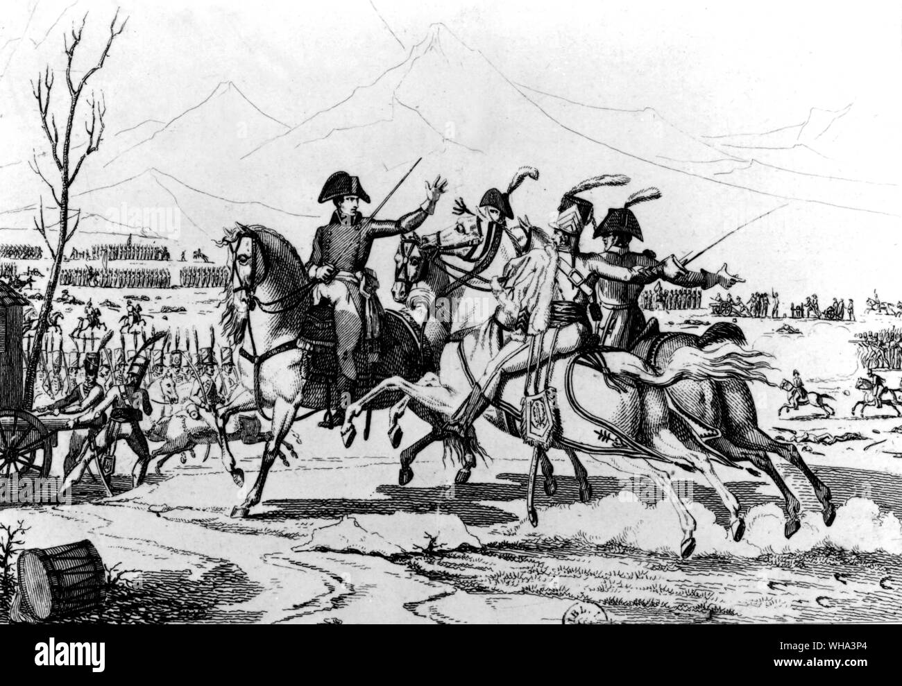 Napoleon in der Schlacht von Rivole. Ende des 18. Jahrhunderts. Stockfoto
