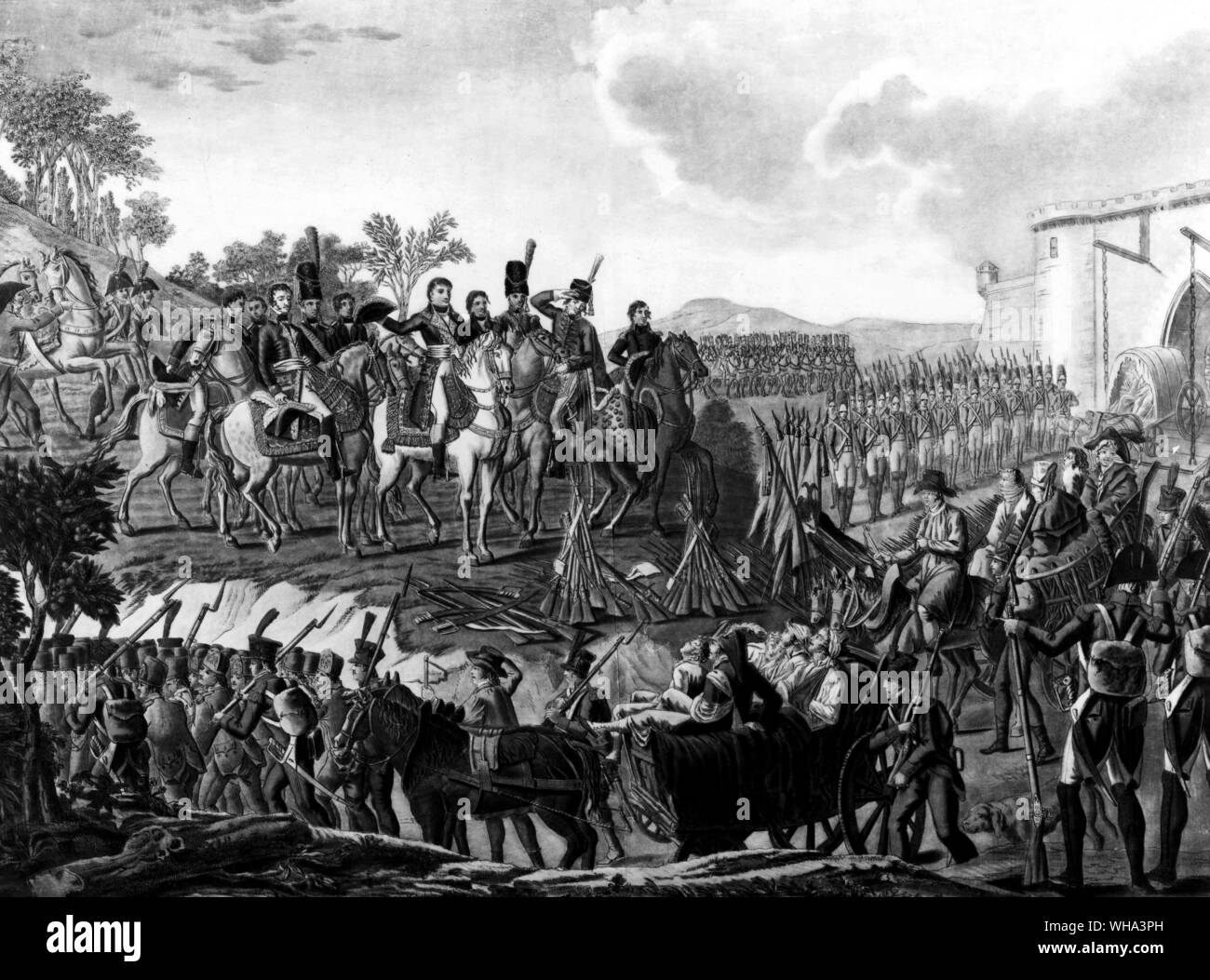 5. August 1796. 60.000 Österreicher im Vergleich zu 30.000 Französisch. Nach der Schlacht von Castglione. Stockfoto