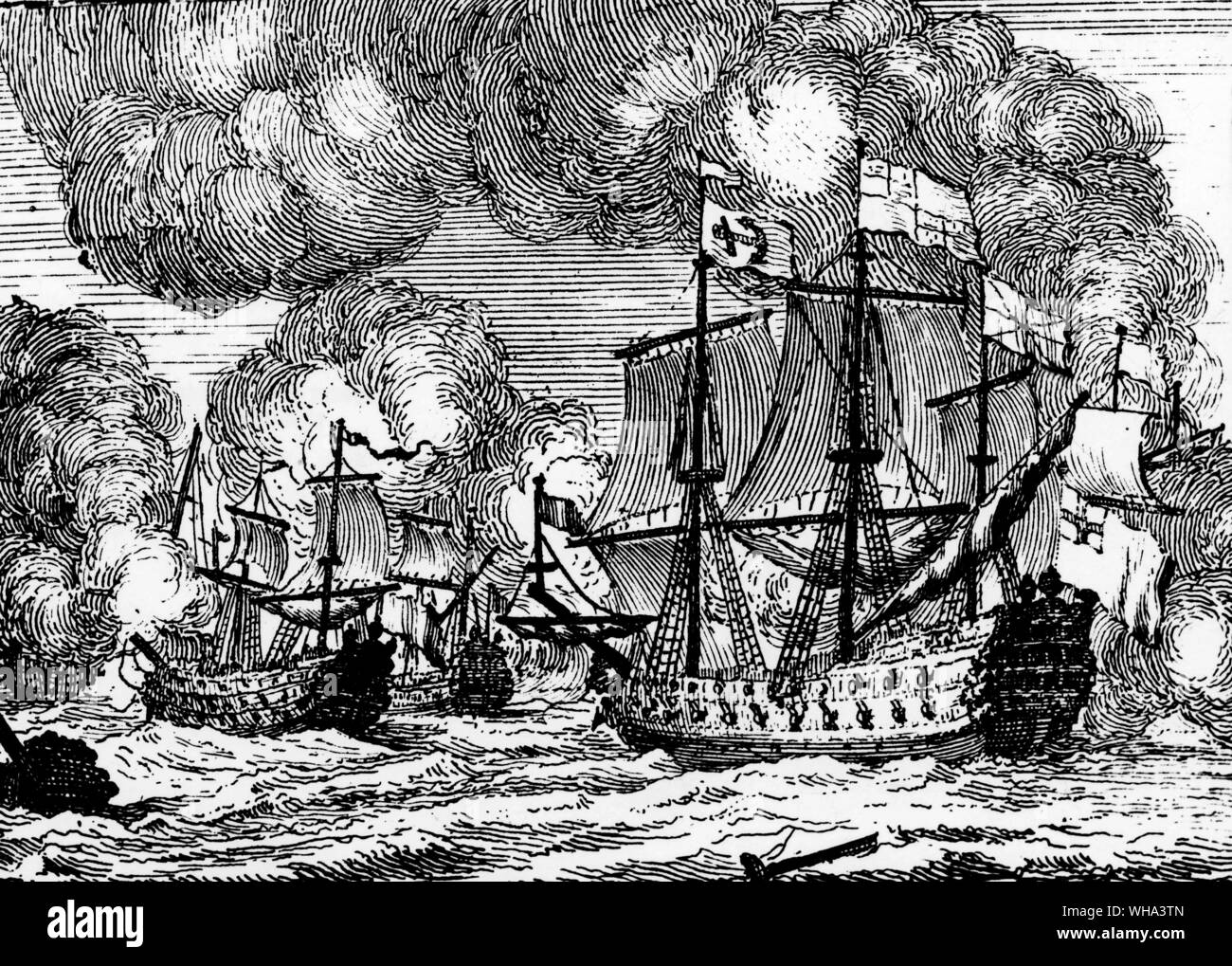 Seeschlacht von drydens verschiedene Werke, 1760. Stockfoto