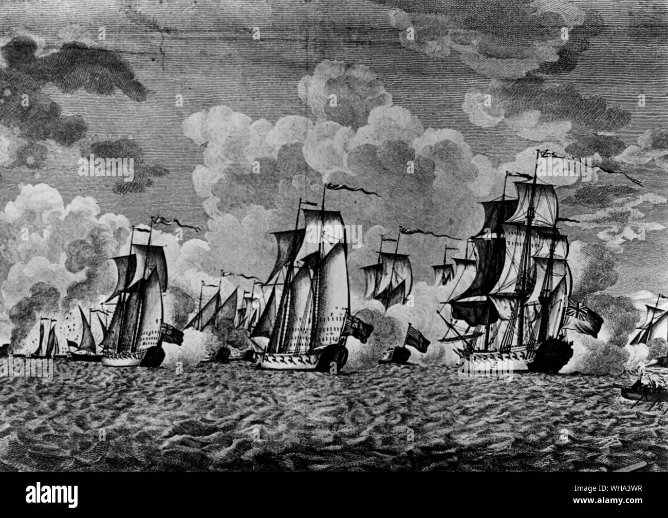 Die Schlacht von Lake Champlain, 1776. Stockfoto