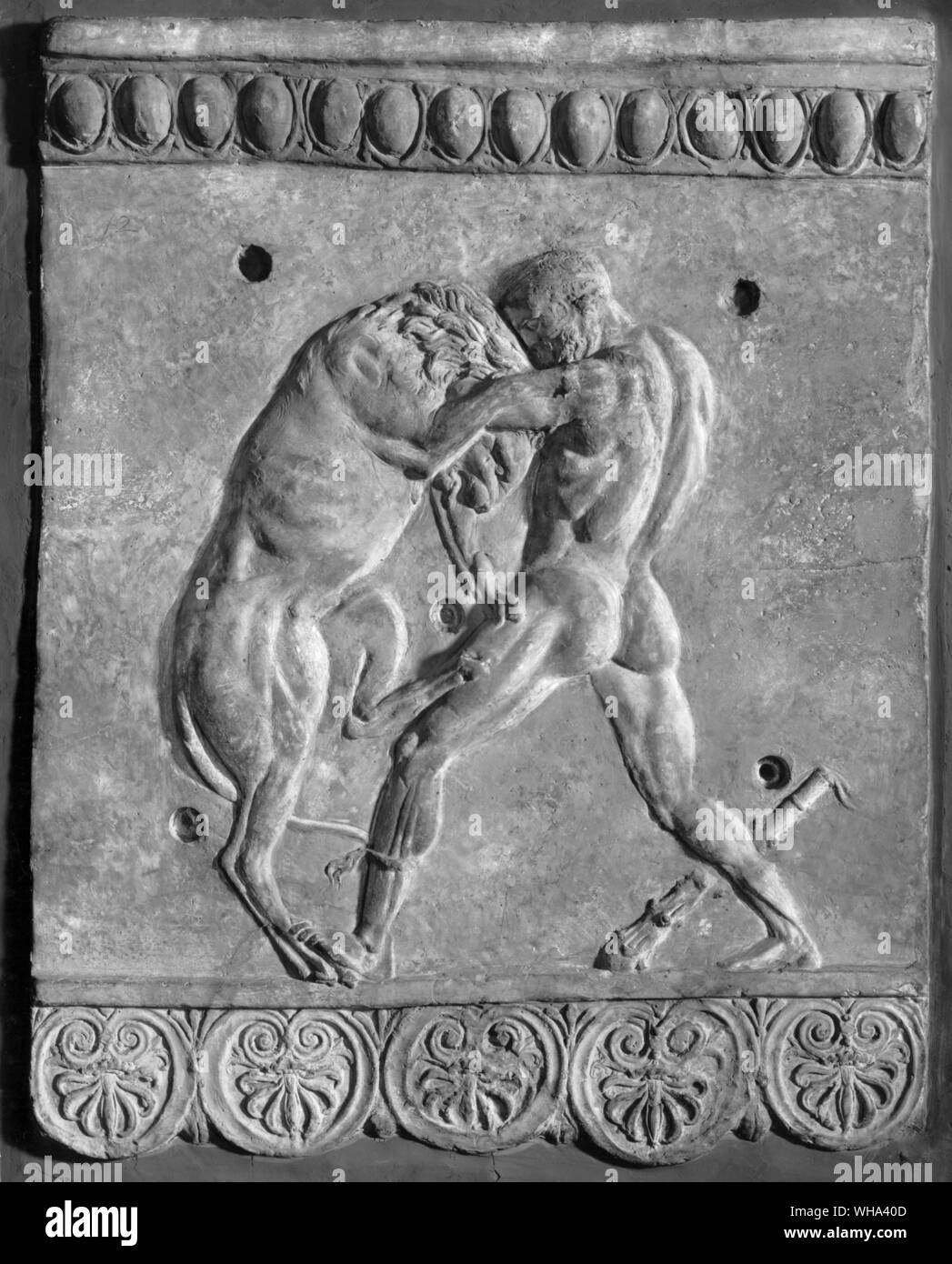 Herkules im Kampf mit einem Löwen Stockfoto