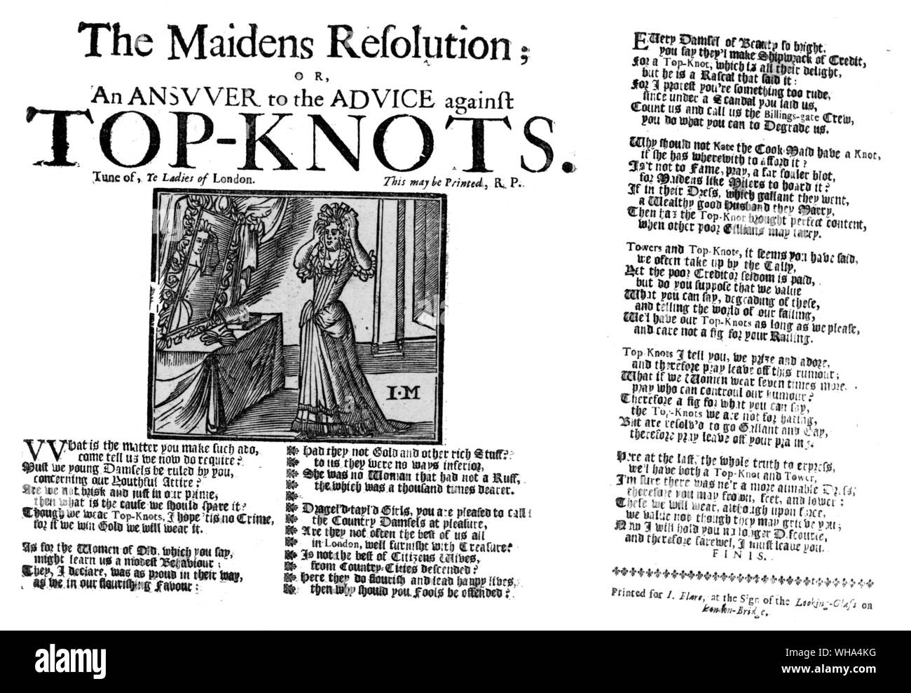 Den Dirnen Auflösung - eine Antwort auf die Beratung gegen top-Knoten - Pepys Bibliothek - Pepys, Samuel Englisch tagebuchschreibers und Naval Administrator; gehalten Tagebuch 1660-1669 veröffentlicht (1893-1899); Präsident der Royal Society 1684-1686 1633-1703. . . . . Stockfoto